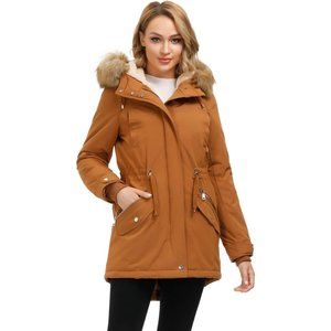 Women's Winter Coat Fleece Lined Parka Jacket Hooded Long Winter Warm Parka Coat